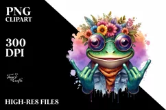 Funny Frog with Sunglasses Rock Sign Clipart Product Image 3