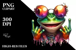 Funny Frog with Sunglasses Rock Sign Clipart Product Image 3