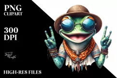 Funny Frog with Sunglasses Rock Sign Clipart Product Image 1