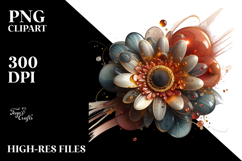 Abstract Gerbera Round Wood Splash PNG Product Image 2