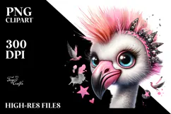 Energetic Baby Flamingo with Punk Look, Transparent PNG Product Image 2