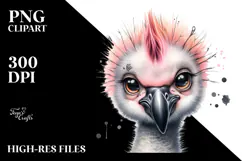 Energetic Baby Flamingo with Punk Look, Transparent PNG Product Image 2