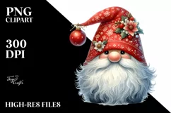 Vibrant Watercolor Christmas Gnome PNG Product Image 3