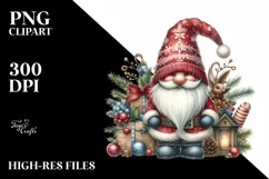 Vibrant Watercolor Christmas Gnome PNG Product Image 3
