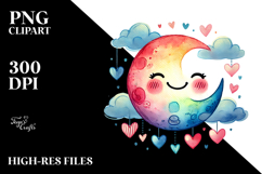 Colorful Smiling Moon Hearts PNG Product Image 2