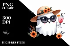 Simple Halloween Cute Ghost with Sunglasses PNG Product Image 3