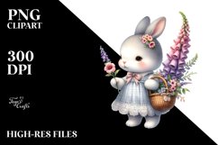 Whimsical Baby Rabbit with Foxglove Bouquet Product Image 1