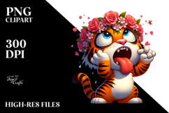 Silly Tiger with Flower Crown PNG Product Image 2