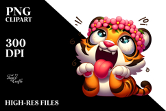 Silly Tiger with Flower Crown PNG Product Image 2