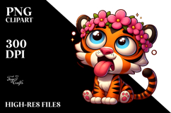Silly Tiger with Flower Crown PNG Product Image 2