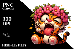 Silly Tiger with Flower Crown PNG Product Image 2