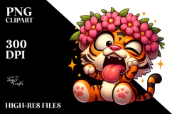Silly Tiger with Flower Crown PNG Product Image 2