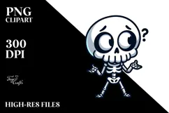 Cartoony Skeleton with Playful Curiosity PNG Product Image 2
