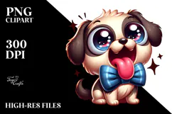 Cute Dog with Bow Tie, Playful PNG Product Image 2