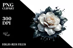 Round Glossy Shiny Gardenia Watercolor Flower | Sublimation Product Image 3