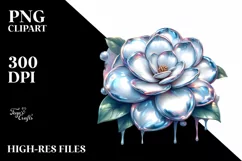Round Glossy Shiny Gardenia Watercolor Flower | Sublimation Product Image 3