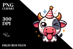 Playful Cow with Winking Eye, PNG Product Image 2
