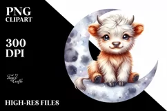 Cute Baby Highland Cow on the Moon Product Image 3