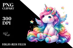 Vibrant Drawing Cute Unicorn PNG Product Image 2
