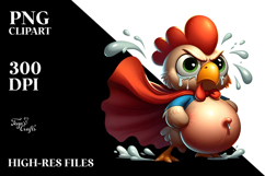 Cute Chicken with Superhero Cape, Digital Art Product Image 2