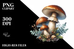 Detailed Mushroom Watercolor Splash PNG Product Image 1