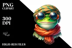 Funny Cute Frog Portrait Watercolor Clipart Product Image 3