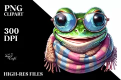 Funny Cute Frog Portrait Watercolor Clipart Product Image 3