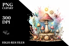 Pastel Wooden Stained Mushroom PNG Product Image 1
