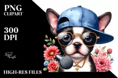 Watercolor Baby Boston Terrier Singing Clipart Product Image 3