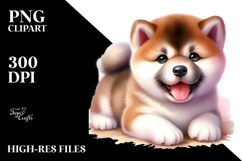 Watercolor Baby Akita PNG Product Image 2