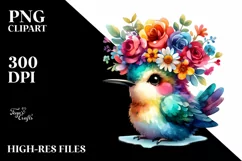 Vibrant Hummingbird Flower Crown | Clipart Product Image 3
