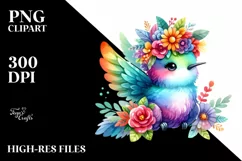 Vibrant Hummingbird Flower Crown | Clipart Product Image 3