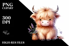 a Cute Whimsical Highland Cow, Transparent PNG Product Image 3