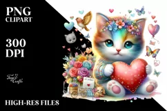 Cute Baby Cat with Heart PNG Product Image 2