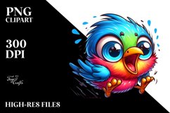 Colorful Crazy Looking Small Baby Thrush Clipart Product Image 1