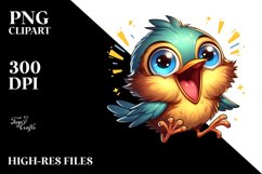 Colorful Crazy Looking Small Baby Thrush Clipart Product Image 1