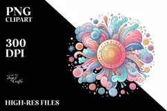 Colorful Pastel Sun and Rainbow | Sublimation Clipart Product Image 3