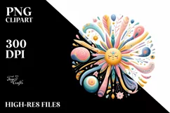 Colorful Pastel Sun Watercolor | Sublimation Clipart Product Image 3