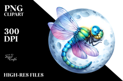 Sleeping Baby Dragonfly on Moon | Clipart Product Image 2