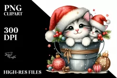 Whimsical Cat in Santa Hat PNG Product Image 2