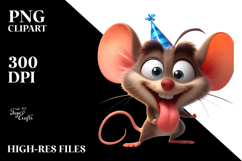 Playful Mouse with Party Hat PNG Product Image 2