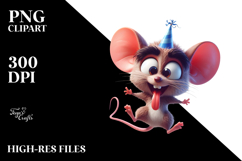 Goofy Mouse with Party Hat, Digital Art Product Image 2