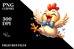 Playful Chicken with Bow Tie PNG Product Image 2