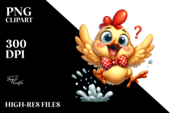 Playful Chicken with Bow Tie PNG Product Image 2