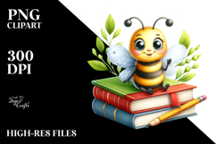 Funny Bees on Book Summer Sticker Clipart Product Image 2