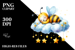 Sleeping Baby Bee on Cloud | Clipart Product Image 2