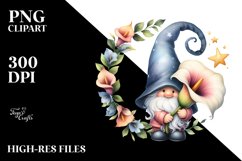 White Background Gnome with Calla Lily Floral Frame PNG Product Image 2