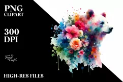 Vibrant Bear Made of Flowers | Sublimation | Clipart Product Image 3