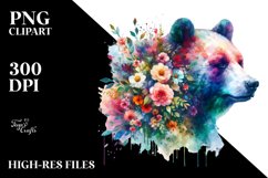 Vibrant Bear Made of Flowers | Sublimation | Clipart Product Image 1