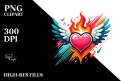 Colorful Paintbrush Fire Heart PNG Product Image 2